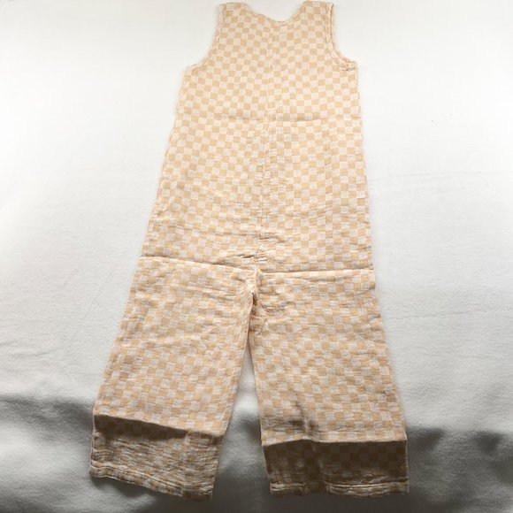 NWT Rylee Cru Bridgette Jumpsuit Shell beige linen plaid Check 8-9Y - Picture 4 of 5